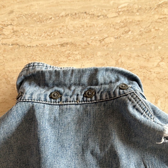 Free People Distressed Hooded Jean Jacket (size SMALL) - Picture 5 of 6